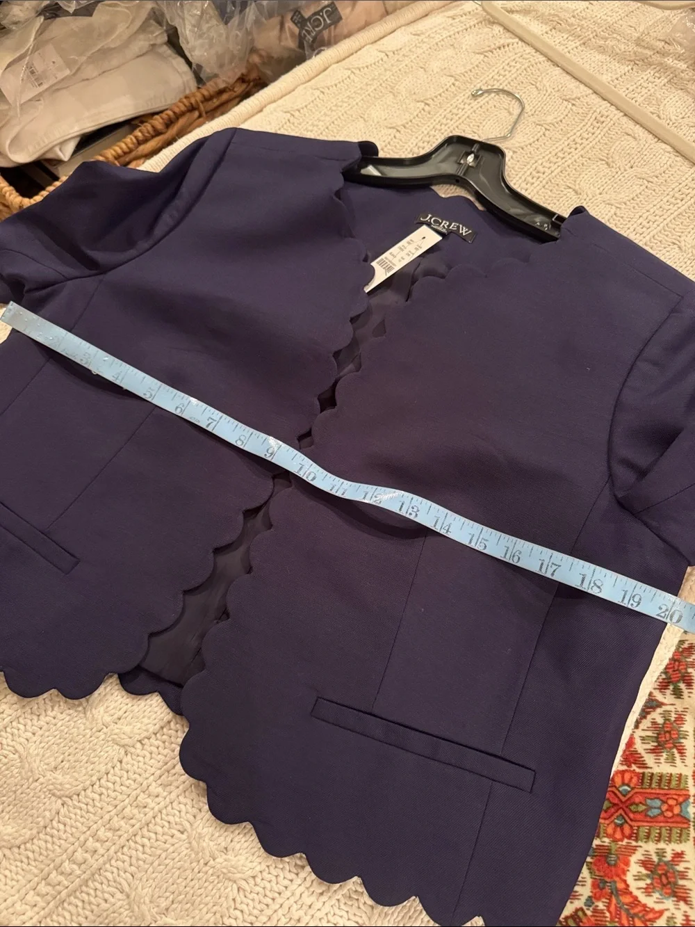 J.Crew Louisa lady jacket with scalloped trim in Gramercy linen blend CS843
